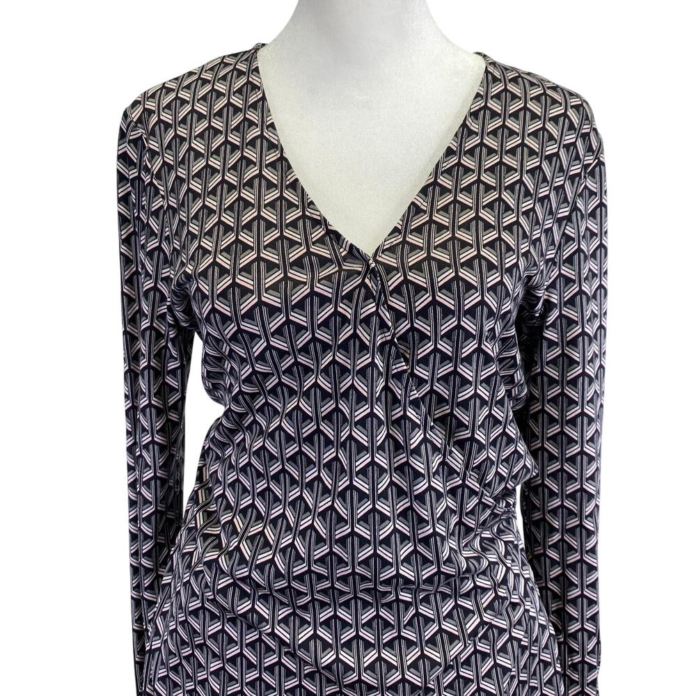 Diane Von Furstenberg Karis Faux Wrap Dress Size 6 Geomatric Silk Black Pink DVF